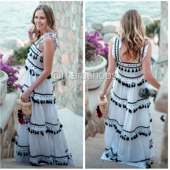Dodo Bar Or Amal Tassel Studded Maxi Cotton Dress - Picture 1 of 7